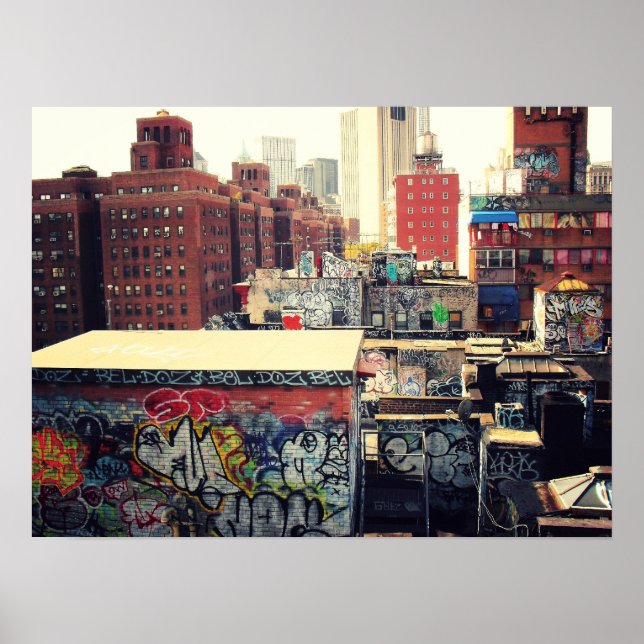 New York City RoOfops Covered in Graffiti, Medium Poster (Framsidan)