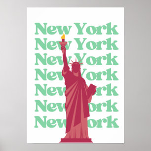 New York City Rosa Grön NYC Resa  Poster