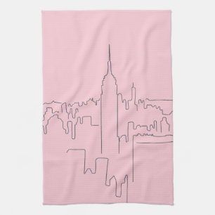 New York City Rosa Minimal Line Kökshandduk