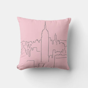 New York City Rosa Minimal Line Kudde