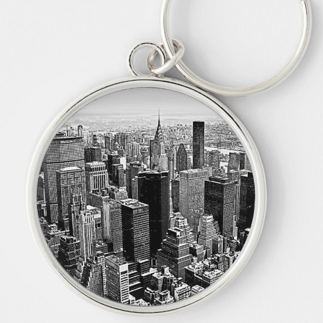 New York City Rund Silverfärgad Nyckelring (Framsidan)