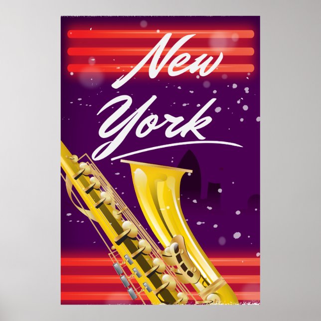 New York City saxofon reseskylt Poster (Framsidan)