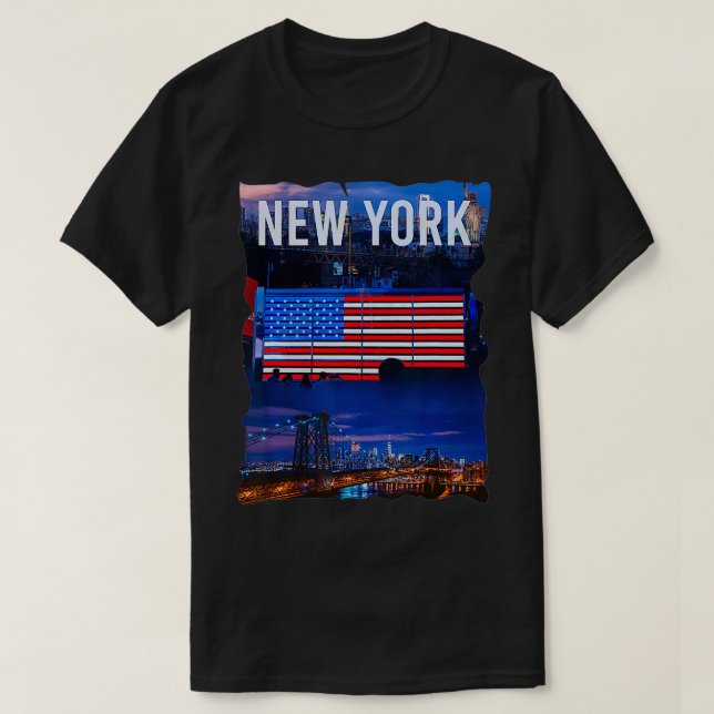 New York City Scape Patriotic New Yorkers NYC Resi T Shirt (Design framsida)