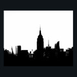 New York City Silhouette Pop Art Poster<br><div class="desc">Black & White Artistic New York City Natt Digital Image - USA:s huvudstäder</div>