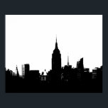 New York City Silhouette Pop Art Poster<br><div class="desc">Black & White Artistic New York City Natt Digital Image - USA:s huvudstäder</div>