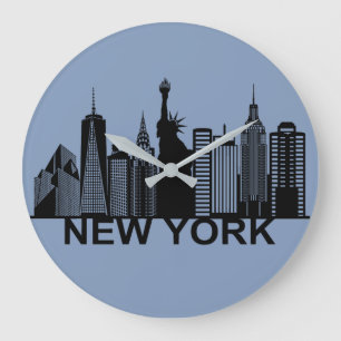 New York City silhouette Stor Klocka