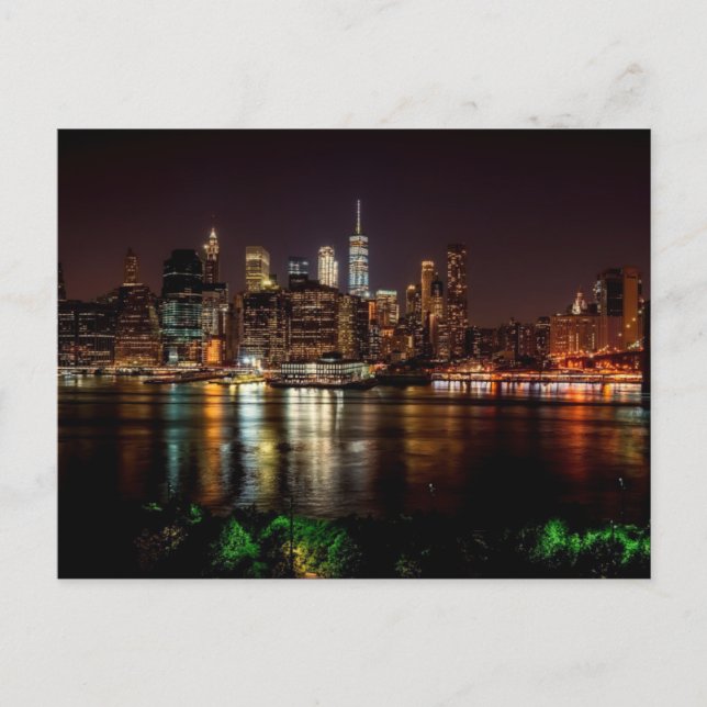 NEW YORK CITY-SILHUETTEN KVÄLLSKORT VYKORT (Framsida)