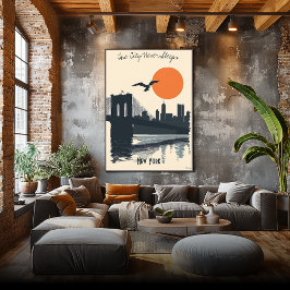 New York City Silhuetter - Stadssiluett Reflektion Poster