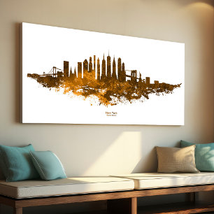 New York City Siluett Akvarell i orange Canvastryck