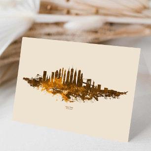 New York City Siluett Akvarell i orange Tack Kort