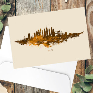 New York City Siluett Akvarell i orange Vykort