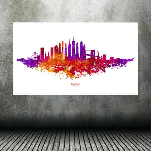 New York City Siluett Akvarell på vit bakgrund Poster