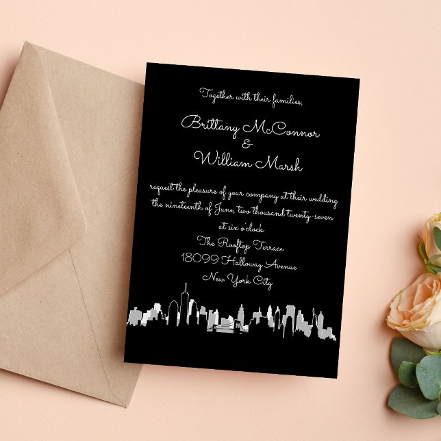 New York City Siluett Inbjudan (New York City Skyline Wedding Invitations)
