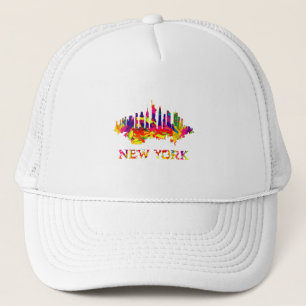 New York City siluett ljus färgrik Keps