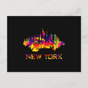 New York City siluett ljus färgrik Vykort