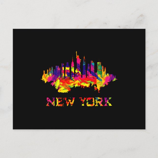 New York City siluett ljus färgrik Vykort (Framsida)