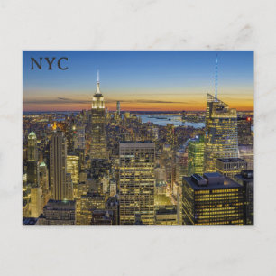 New York City Siluett Solnedgång Resefoto Vykort
