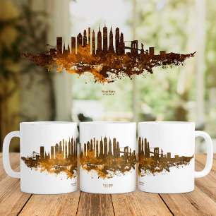 New York City Siluett Vattenfärg i orange Kaffemugg