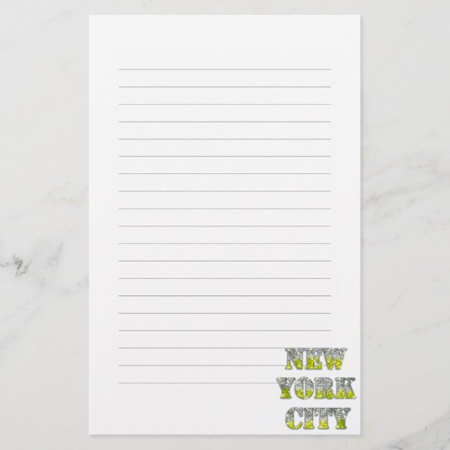 New York City Silver Guld Glitter Brevpapper (Framsida)