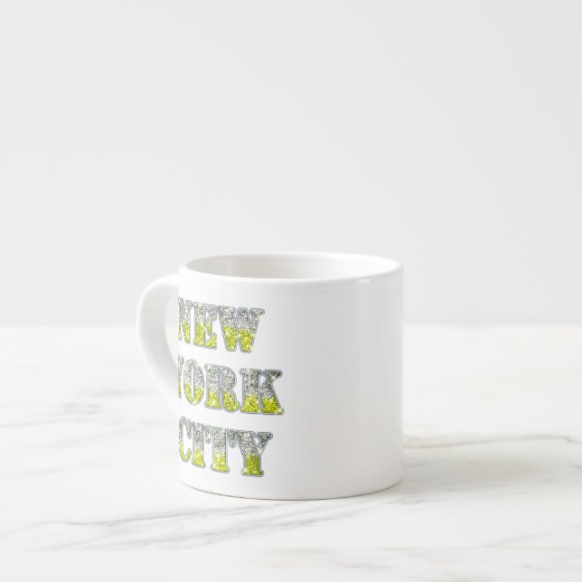 New York City Silver Guld Glitter Espressomugg (Framsida vänster)