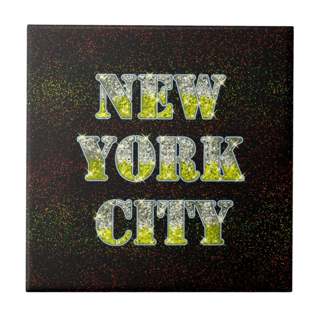 New York City Silver Guld Glitter Kakelplatta (Framsidan)