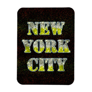 New York City Silver Guld Glitter Magnet