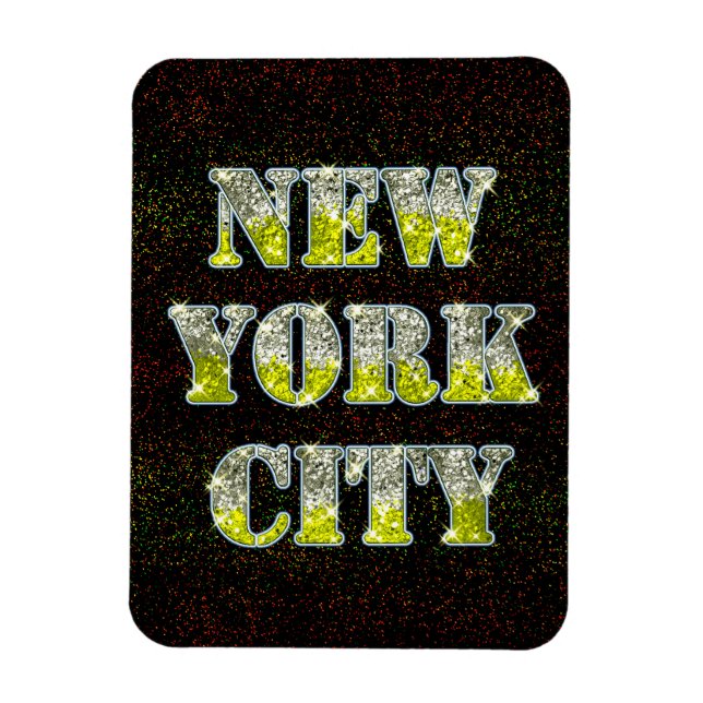 New York City Silver Guld Glitter Magnet (Vertikal)