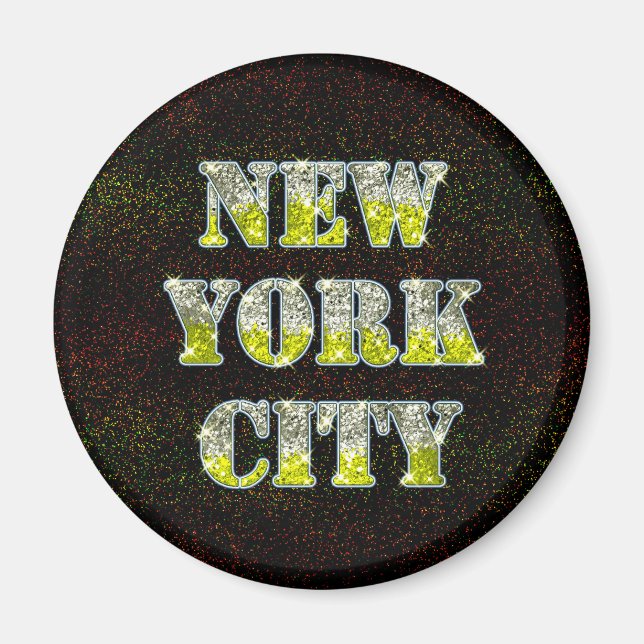 New York City Silver Guld Glitter Magnet (Framsidan)