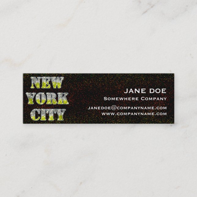 New York City Silver Guld Glitter Mini Visitkort (Framsida)