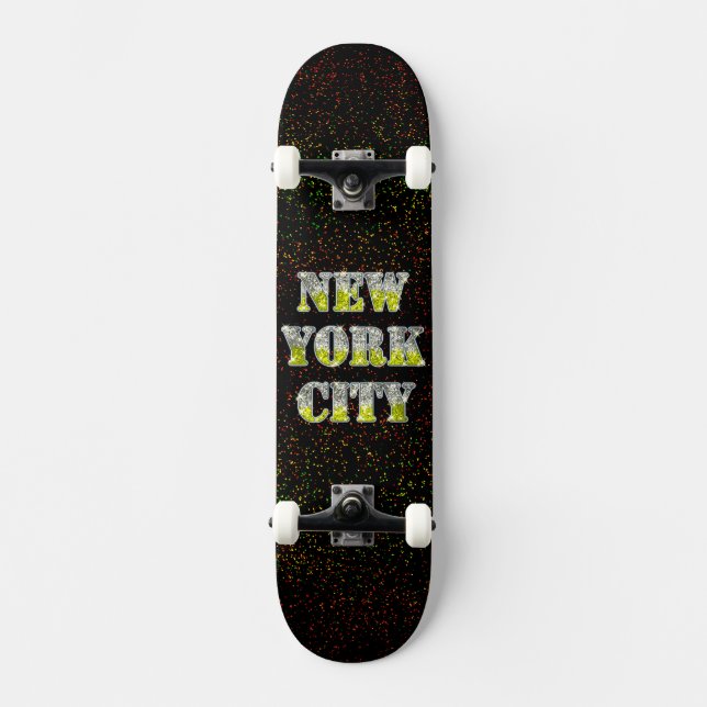 New York City Silver Guld Glitter Old School Skateboard Bräda 18 Cm (Framsida)