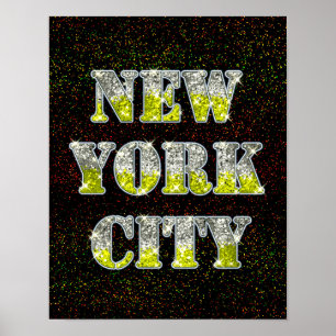 New York City Silver Guld Glitter Poster