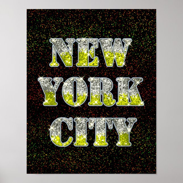 New York City Silver Guld Glitter Poster (Framsidan)
