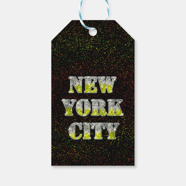 New York City Silver Guld Glitter Presentetikett (Baksidan)