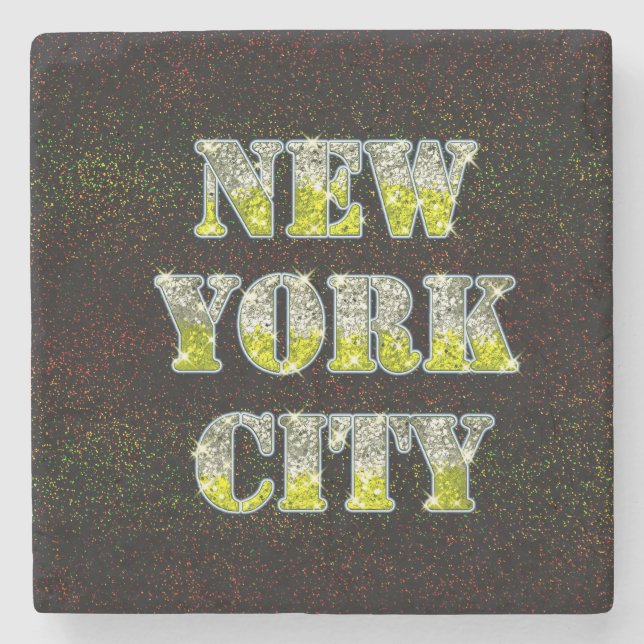 New York City Silver Guld Glitter Stenunderlägg (Framsidan)