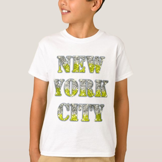 New York City Silver Guld Glitter T-shirt (Framsida)