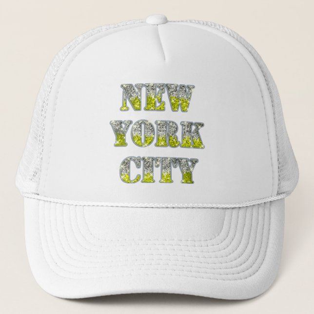 New York City Silver Guld Glitter Truckerkeps (Framsida)