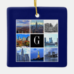 New York City Skyline 8 Bild Foto Collage Julgransprydnad Keramik