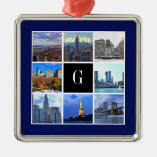 New York City Skyline 8 Bild Foto Collage Julgransprydnad Metall