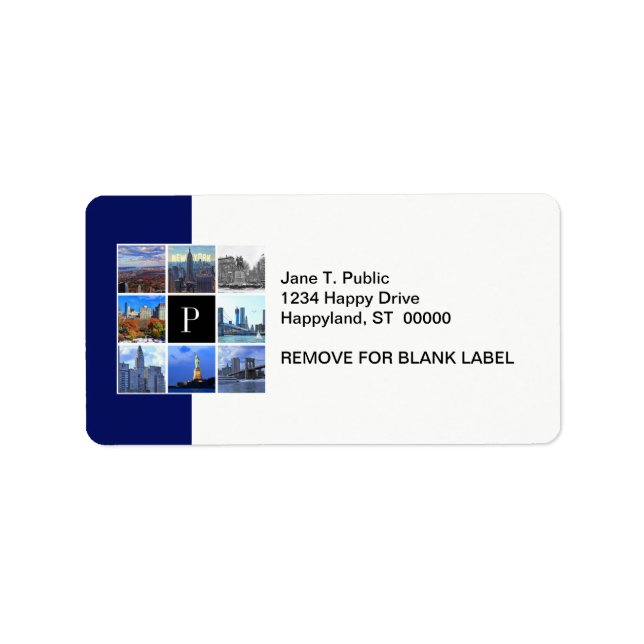 New York City Skyline 8 Image Photo Collage Adressetikett (Framsidan)