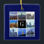 New York City Skyline 8 Image Photo Collage Julgransprydnad Keramik<br><div class="desc">New York City Photo Collage Wrapping Papper Bilder i New York City skyline inklusive Emp State Byggnad, Central Park, World Trade Center, Brooklyn Bridge, Frihetsgudinnan och Chrysler Byggnad. Du kan också byta ut bilder mot ditt eget för att göra detta till din egen unika skapelse. 2014 ©NYCisMyMuse Alla höger reserverade...</div>