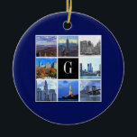 New York City Skyline 8 Image Photo Collage Julgransprydnad Keramik<br><div class="desc">New York City Photo Collage Wrapping Papper Bilder i New York City skyline, inklusive Emp St Byggnad, Central Park, World Trade Center, Brooklyn Bridge, Frihetsgudinnan och Chrysler Byggnad. Du kan också byta ut bilder mot ditt eget för att göra detta till din egen unika skapelse. 2014 ©NYCisMyMuse Alla höger reserverade...</div>