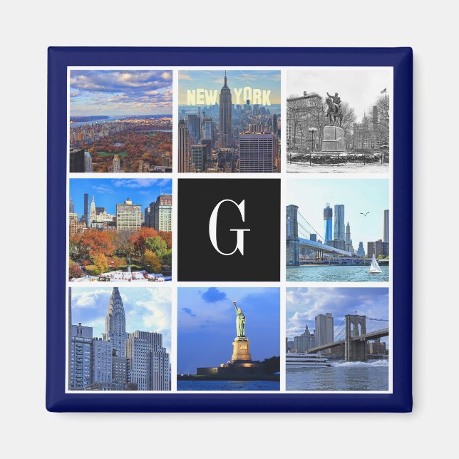 New York City Skyline 8 Image Photo Collage Magnet (Framsidan)