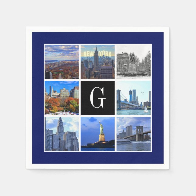 New York City Skyline 8 Image Photo Collage Pappersservett (Framsidan)