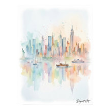 New York City Skyline Akvarellkonst