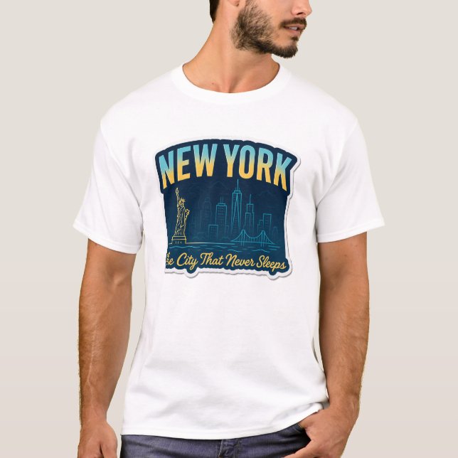 New York City Skyline Art T Shirt (Framsida)
