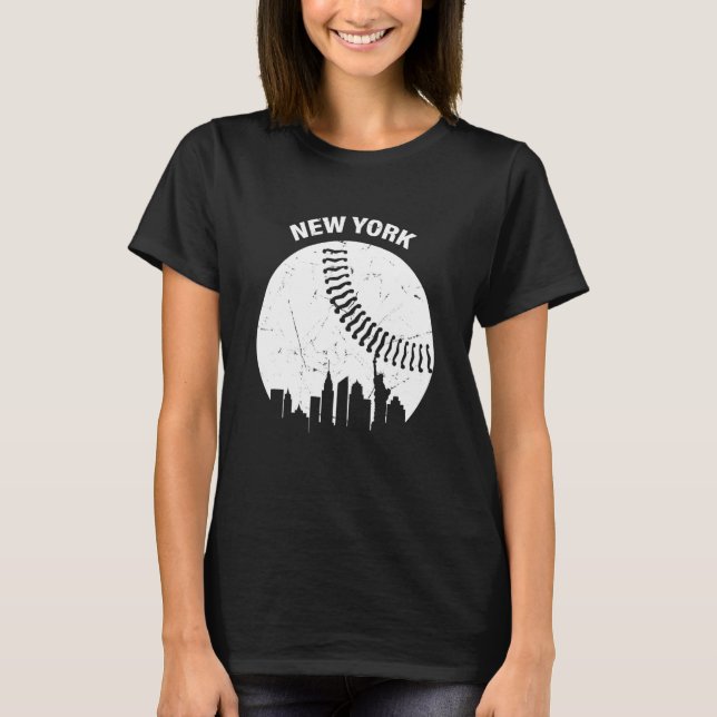 New York City Skyline Baseball Älskare T Shirt (Framsida)