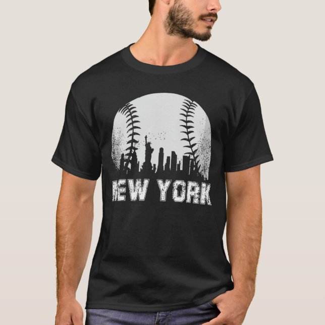 New York City Skyline Baseball Lover funny T Shirt (Framsida)