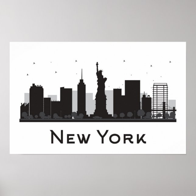 New York City | Skyline Black and White Poster (Framsidan)