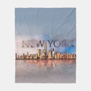 New York City Skyline - blandade medier Fleecefilt