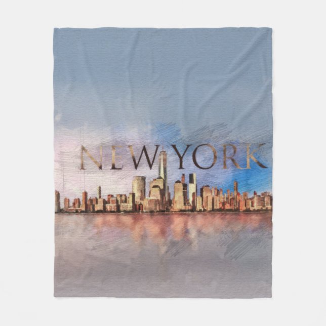 New York City Skyline - blandade medier Fleecefilt (Framsidan)